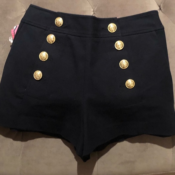 Derek Lam black gold studded sailor shorts